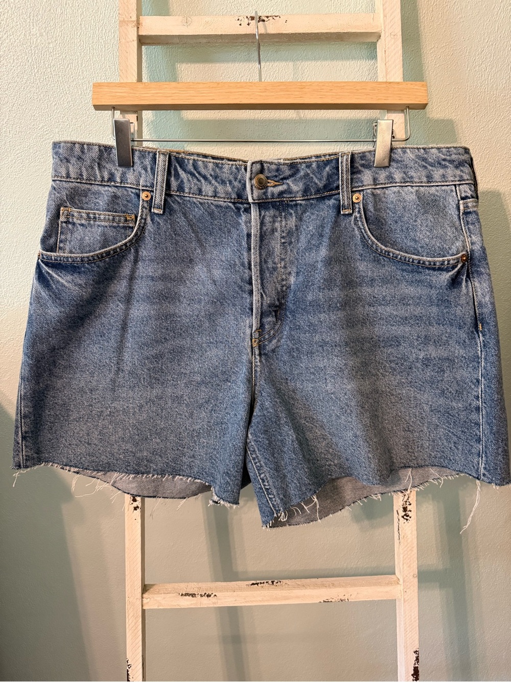 NWT H&M Button Fly Regular Waist Denim Shorts Size 14 Women